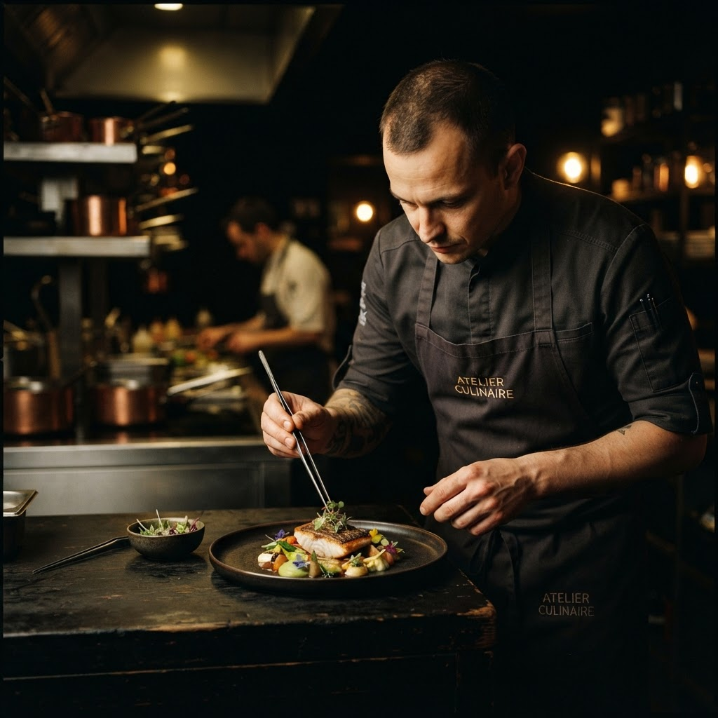 Chef plating a delicate course